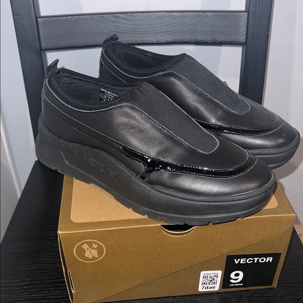 Advisry “Vector” mens designer black slip on dress shoe